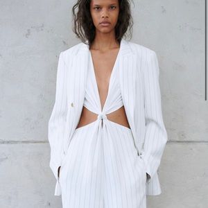 Dion Lee Pinstripe Blazer, White, Size AU 8/US 6